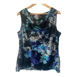 212 Collection Women's Garden Party Cowl Neck Sleeveless Chiffon Top XL Abstract